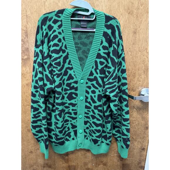 Nike Air Jordan Heritage Cardigan Sweater Green Loose Fit Cement DV7573-310 Sz L - Picture 2 of 5